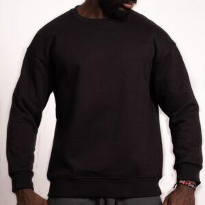 Men's Oversize sweatshirt: 340G Velvet T-shirt , Black Round neck.