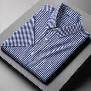 Men's Classic Crisp Spread Collar with Lightweight Fabric Shirt Blue/White