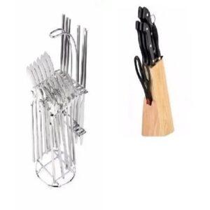 A Set of Knives and Stainless Cutlery